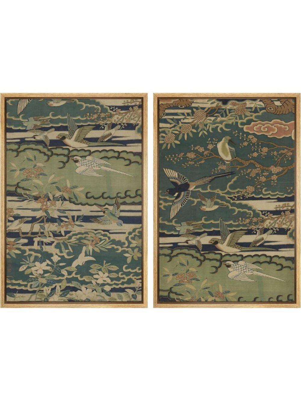 Antique Oriental Bird & Flower Canvas Wall Art Set - Minimalist Home Decor